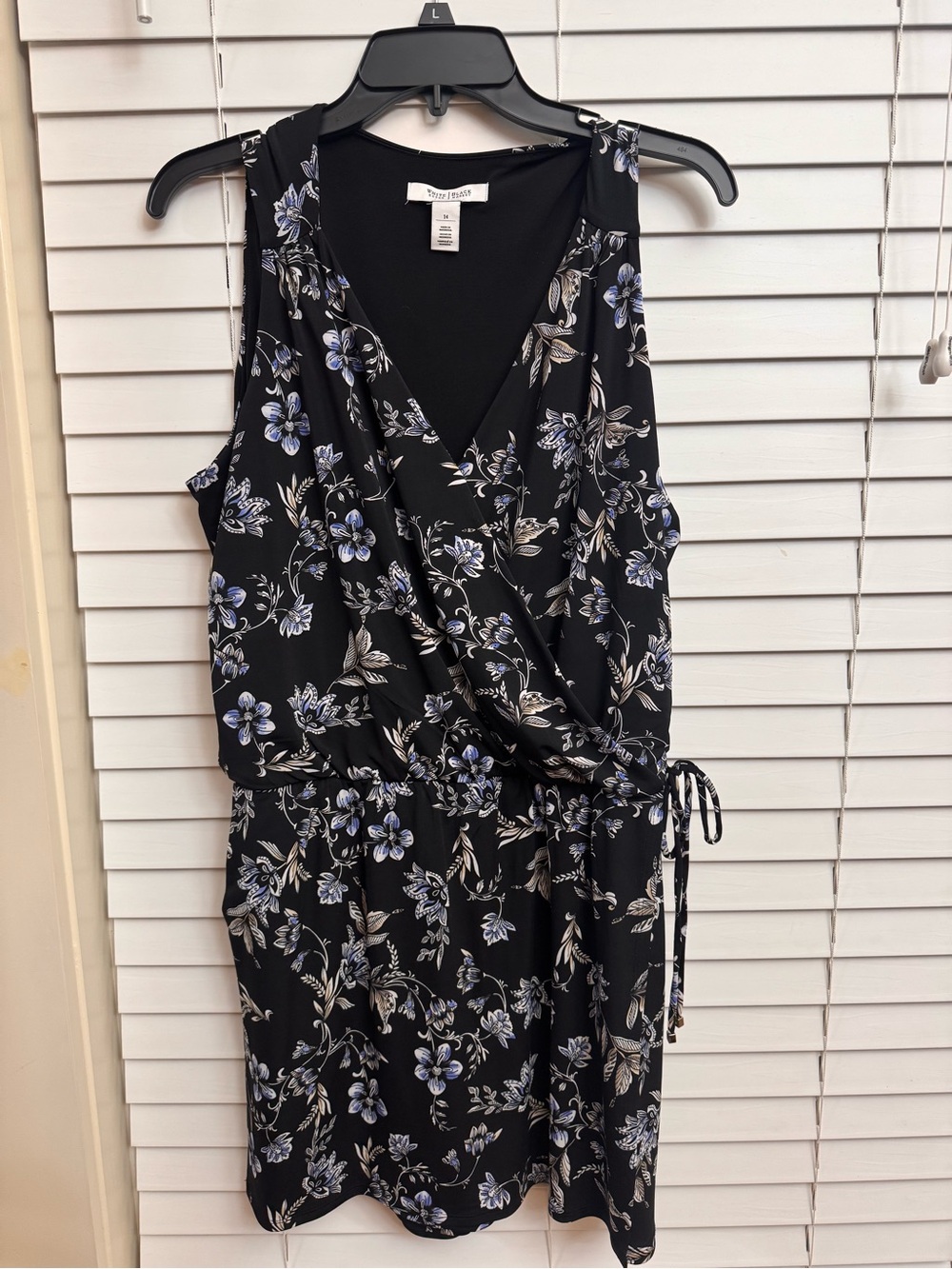 White House Black Market Black Floral Wrap Mini Dress